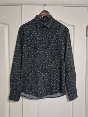 APT. 9 Men's Blue Patterned Long-Sleeve Premier Performance Slim Fit Shirt